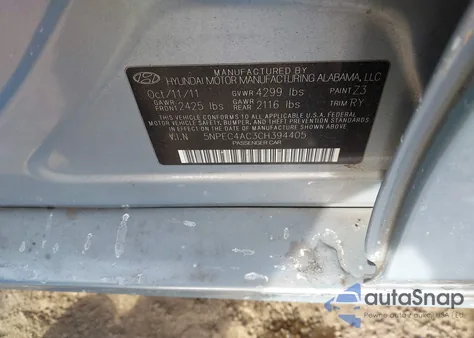 2012 Hyundai Sonata Se z USA, uszkodzony, nr VIN 5NPEC4AC3CH394405